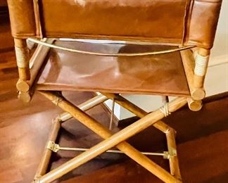 6______$200 
Leather Campaign chair 32T - 18 to seat - 23 arm to arm 
