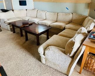 18______$950 
Sectional sofa Modular velours coastal sand color • 14'x5'side
& 100"side x 3'D
Sofa 3 seats 7' - 57"each corner 