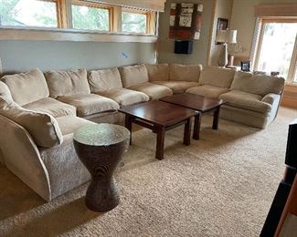 18______$950 
Sectional sofa Modular velours coastal sand color • 14'x5'side
& 100"side x 3'D
Sofa 3 seats 7' - 57"each corner 