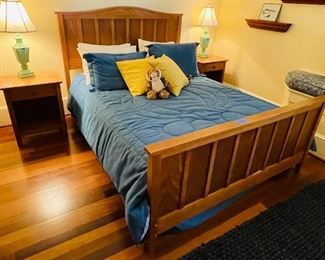 35______$495 
Queen pine bed with 2 night chests • 21x17x25H with mattress
