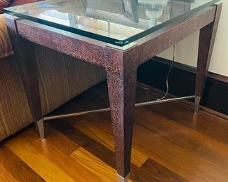 54______$500 
Pair of glass top side tables • 2Hx30Dx26L