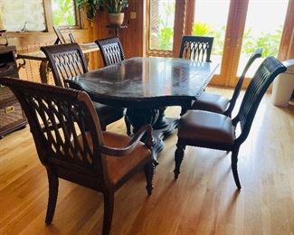 74______$399 
Dining Set As is Table 45Wx6'L + 2 leaves 18 each + 4 chairs + 2 arms 
