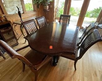 74______$399 
Dining Set As is Table 45Wx6'L + 2 leaves 18 each + 4 chairs + 2 arms 
