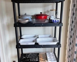 Towle butcher block, corning ware, cast iron