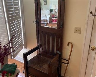 Wonderful Oak Hall Tree.  I love the aged Patina on this piece!  Timeless and practical! 