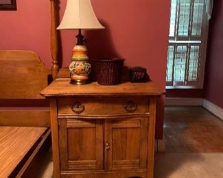 Wonderful wash stand used as a bedside chest.
