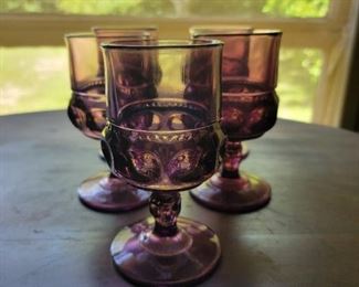 Set of 5 Amethyst King's Crown Water Goblets $65