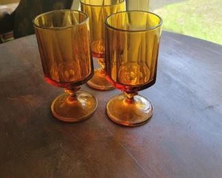 Set of 3 Vintage Amber water goblets. $25