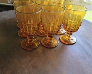 Set of 10 Vintage Amber Wine/water goblets $45