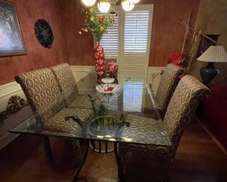 Glass top dining table & 6 chairs