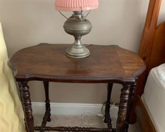 Antique table and lamp