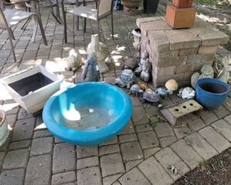 Garden planters and statues