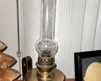 Vintage brass kerosene wall lantern