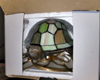 Stained glass turtle lamp in original box