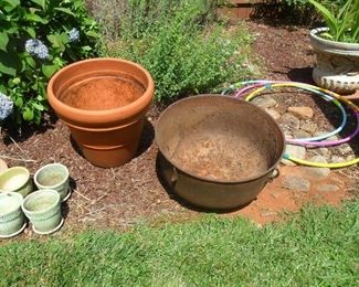 Large Cast iron pot used as planter