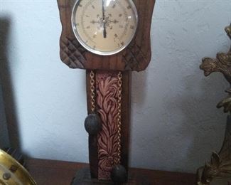 Carved wooden clock made in spain 12x3