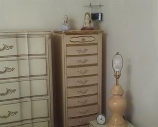 Vintage dresser lingerie chest and two nightstands dresser 53x40x20, 53x20x15,  dresser is Drew 17x23x14