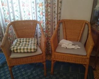 Pair of Wicker arm chairs