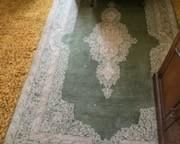Mint green and tan area rug 58x98