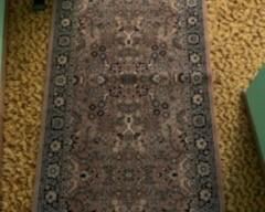 Blush and navy blue area rug 55x26.75