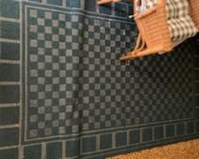 Checker design slate blue area rug 90x59