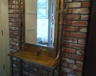 Solid brass hall tree with mirror 80x34