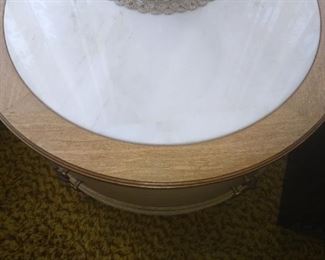Round whitewash side table 27"