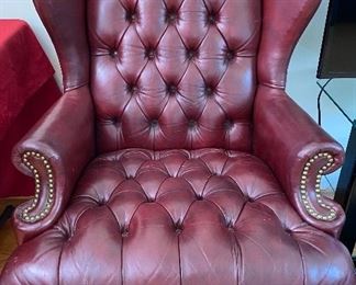 Leather Queen Anne Wing Back Chair