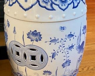 Blue and White Asian Plant Stand