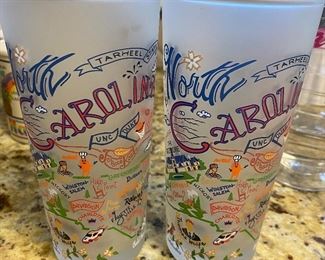 Vintage North Carolina Frosted Souvenir Glasses