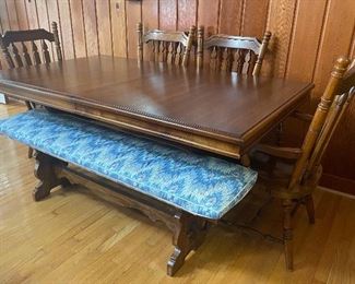 Dining Room Table with Bench and Chairs