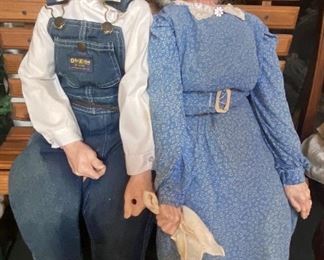 Grandma and Grandpa Dolls on Bench