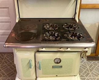Antique Barstow model No. 2-83 wood and coal cook stove (with gas conversion)