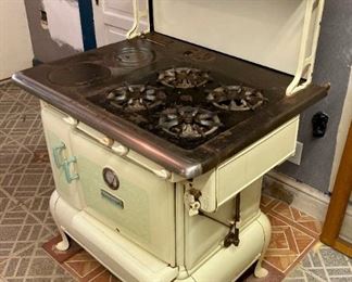 Antique Barstow model No. 2-83 wood and coal cook stove (with gas conversion)
