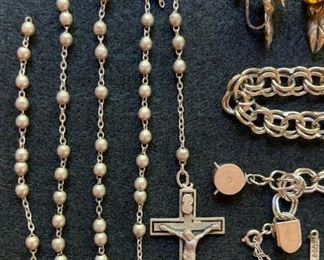.925 Sterling Silver Vintage rosary beads