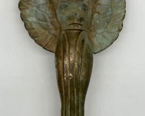 Antique 12" patinaed brass Dodge hood ornament (angel with torch)