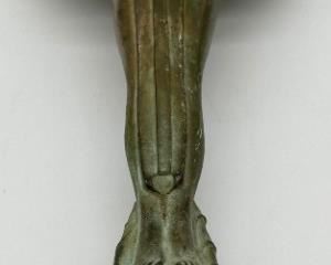 Antique 12" patinaed brass Dodge hood ornament (angel with torch)