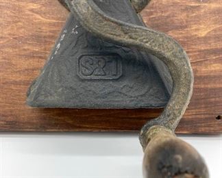 Antique L&S wall coffee grinder