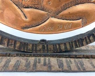 G. Lhoste copper table top gong "Croix de Vie"
