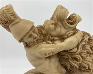 Roman warrior and lion statuette