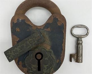 Antique MW & Co. lock with key