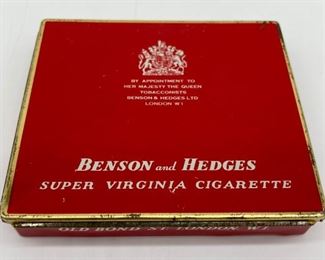 Vintage Benson and Hedges (London, W.I.) super Virginia cigarettes metal box