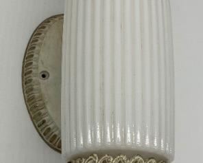 MCM Art Deco milk white glass wall sconces