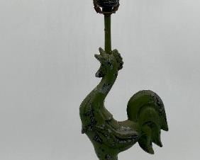 Vintage cast iron rooster lamp