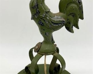 Vintage cast iron rooster lamp