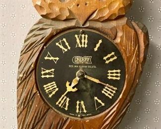Antique Tezjka Clock Co. Ltd. Poppo owl wall clock (made in Occupied Japan)