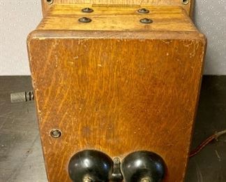 Antique wooden Western Electric Company hand crank wall phone