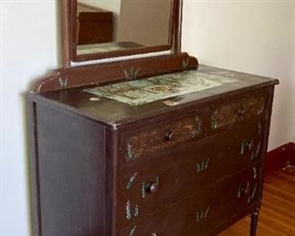 Antique metal dresser with mirror