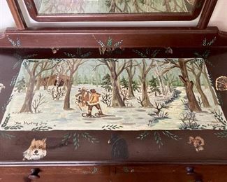 Antique metal dresser with mirror