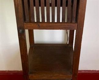 Vintage wooden frame lamp and cabinet